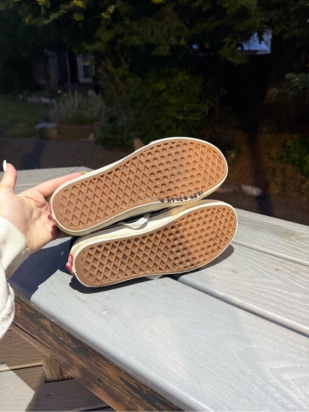 Vans Slip-On Sneakers in Beige with Gum Soles